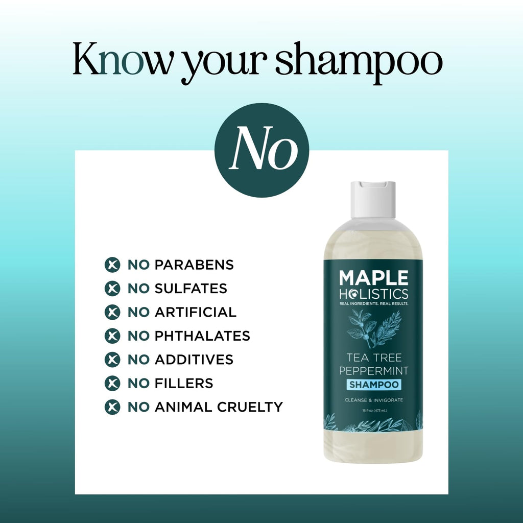 Maple Holistics Rosemary Tea Tree Mint Shampoo – Clarifying, Sulfate-Free (16oz)