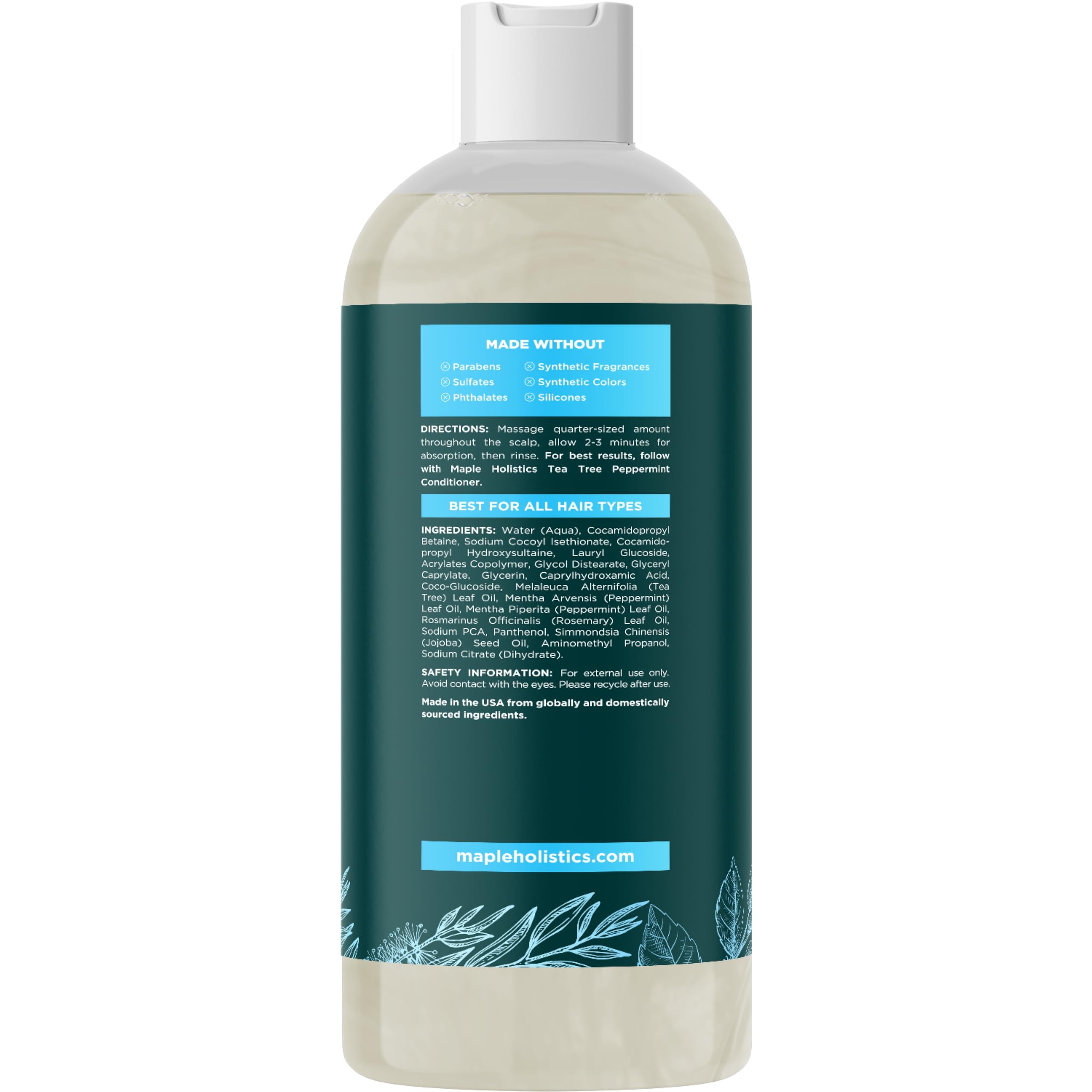 Maple Holistics Rosemary Tea Tree Mint Shampoo – Clarifying & Sulfate-Free for Dry Scalp (8 oz)