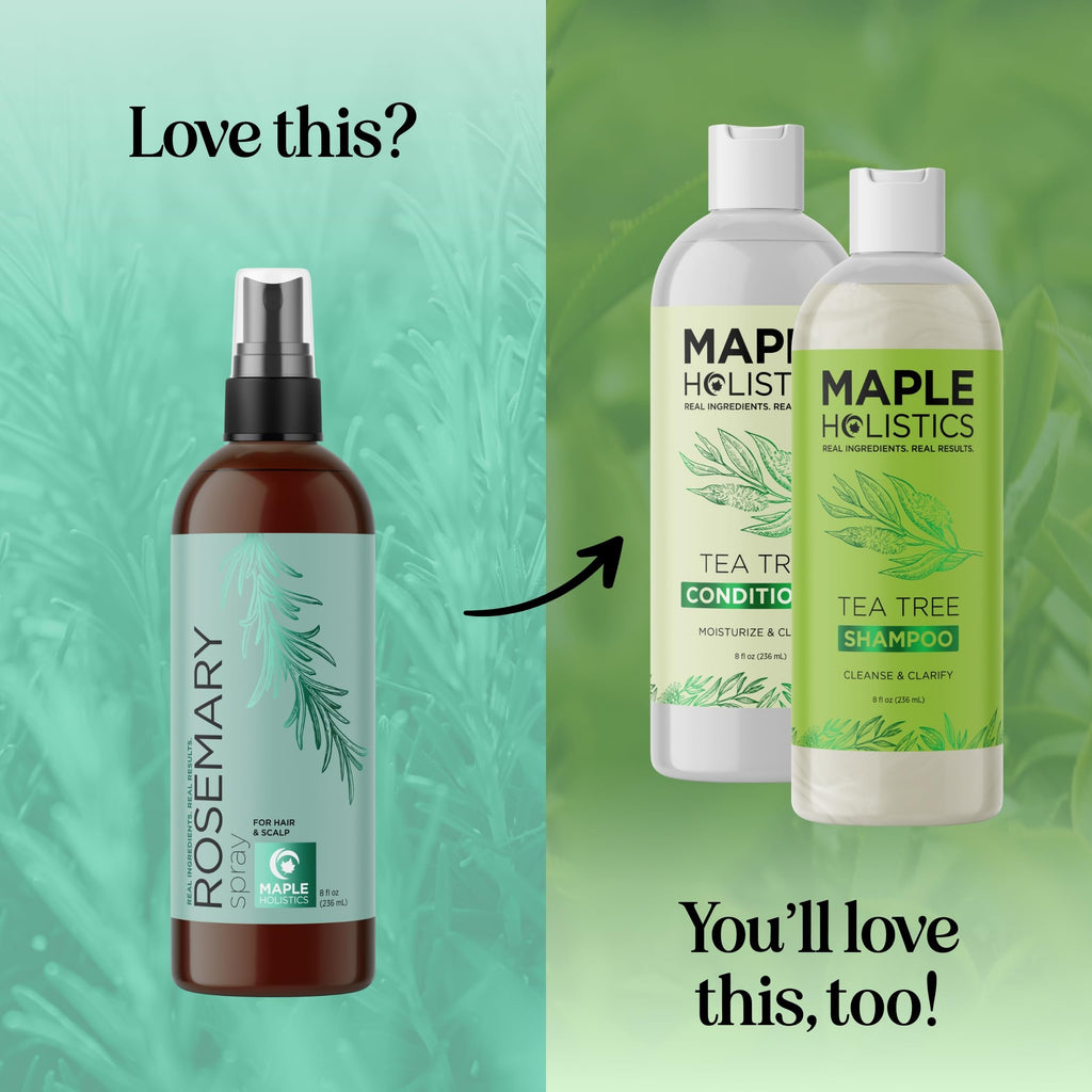 Maple Holistics Rosemary Water Spray for Hair & Scalp | Biotin Rice Water, Peppermint, Ginseng | Vegan & Cruelty-Free (8 fl oz)