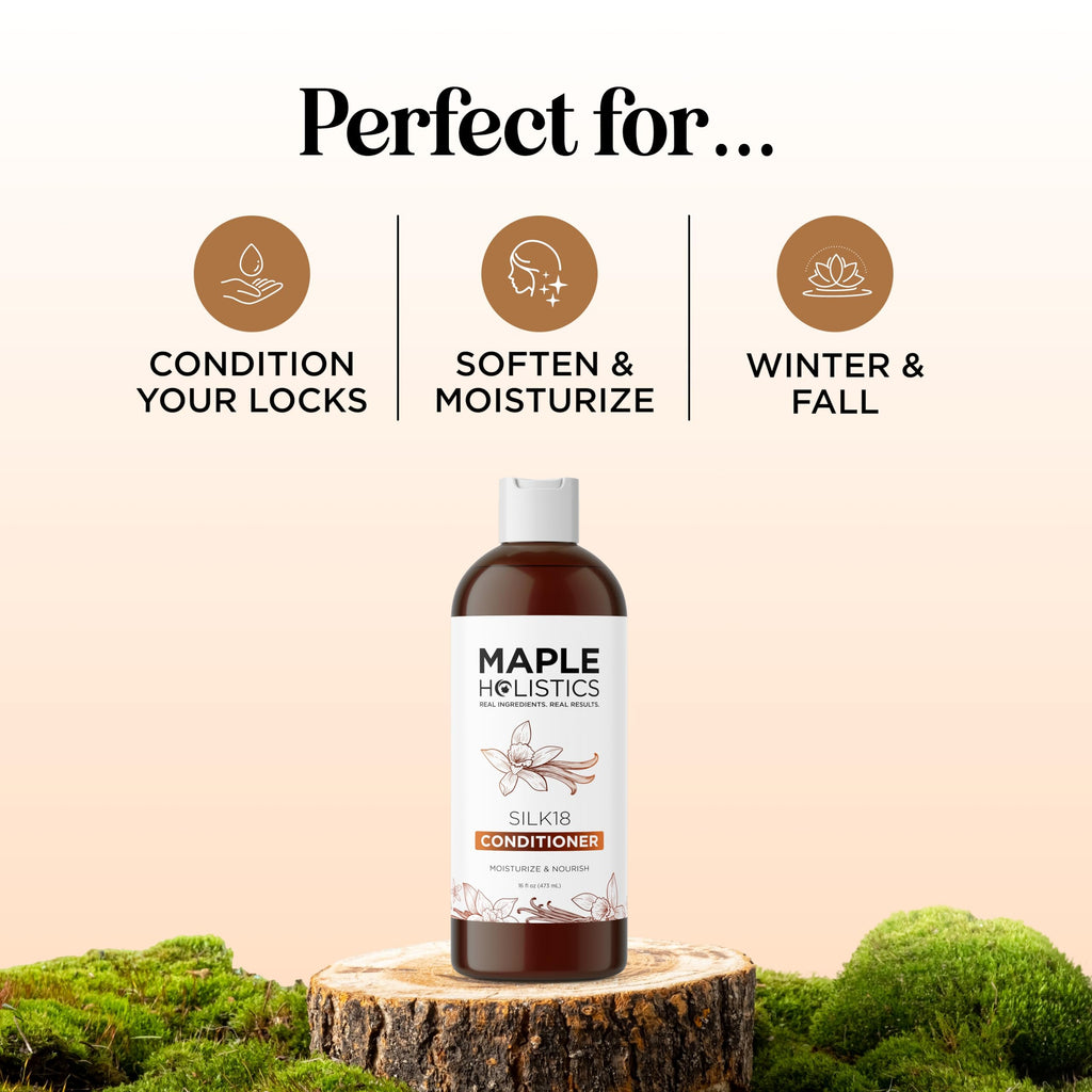 Maple Holistics Silk Protein Conditioner for Damaged Hair – Ultra Moisturizing with Shea Butter, Argan Oil, Green Tea & Aloe (16 Fl Oz)