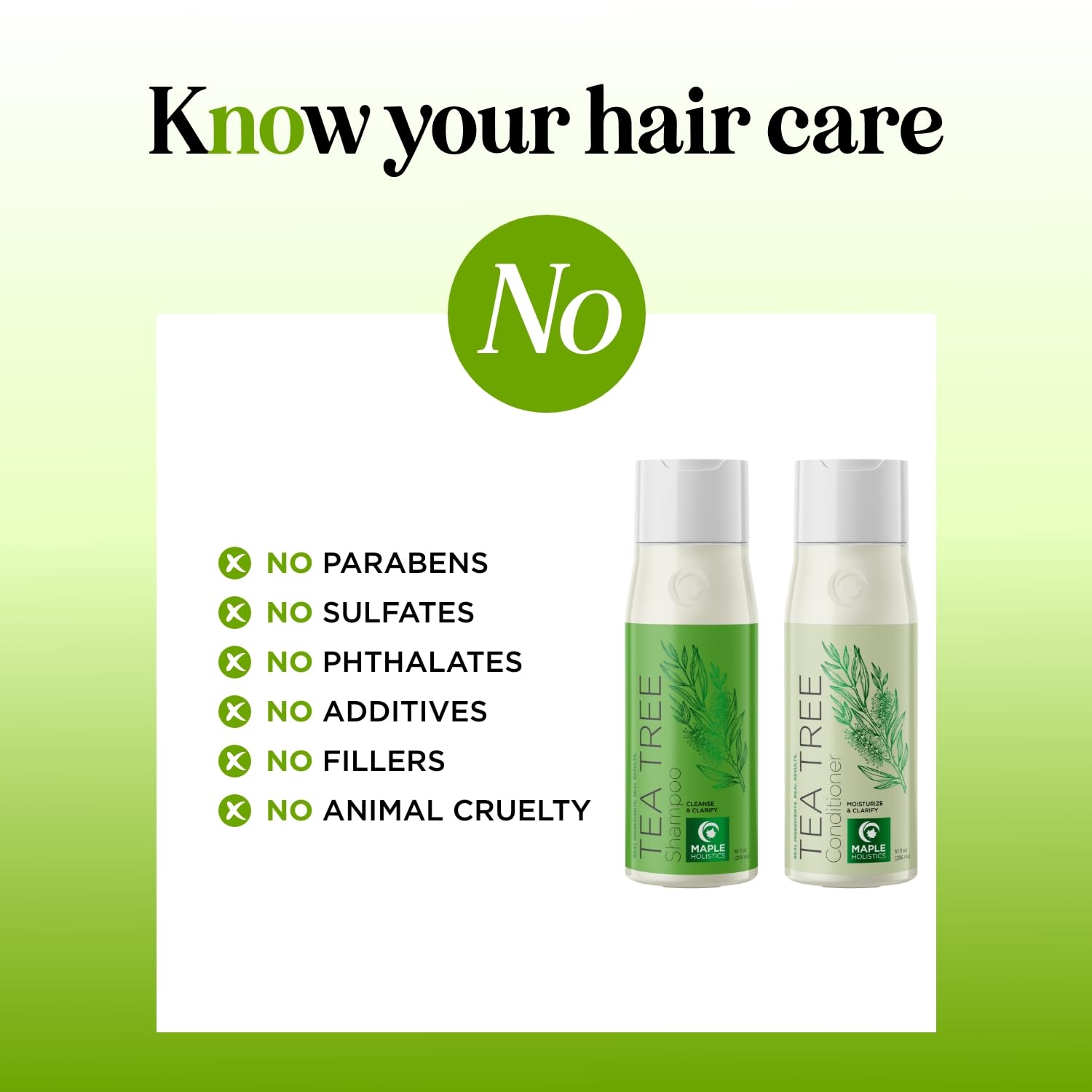 Maple Holistics Tea Tree Shampoo & Conditioner Set — Sulfate Free for Oily Hair & Build-Up