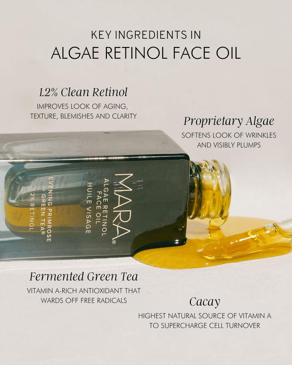 MARA 1.2% Clean Retinol Face Oil with Algae & Green Tea | Night Serum (0.5 oz)