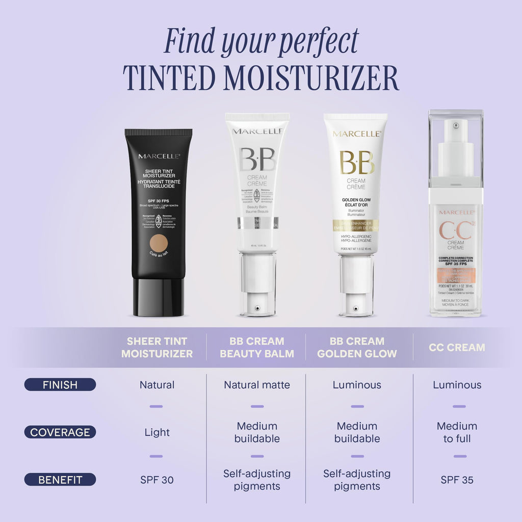 Marcelle BB Cream Beauty Balm – Light to Medium Tinted Moisturizer, 45 mL