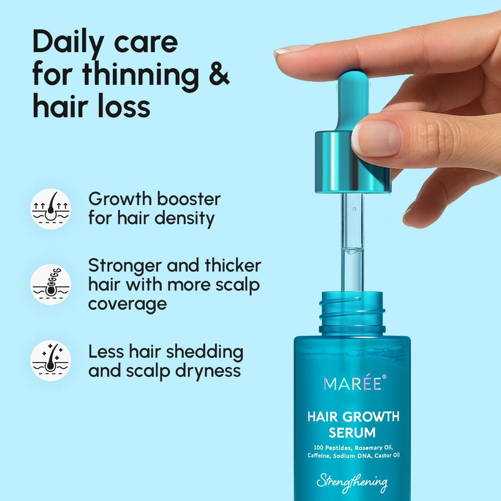 MAREE Hair Growth Serum – Caffeine Peptides, Castor & Rosemary Oil for Hair Growth
