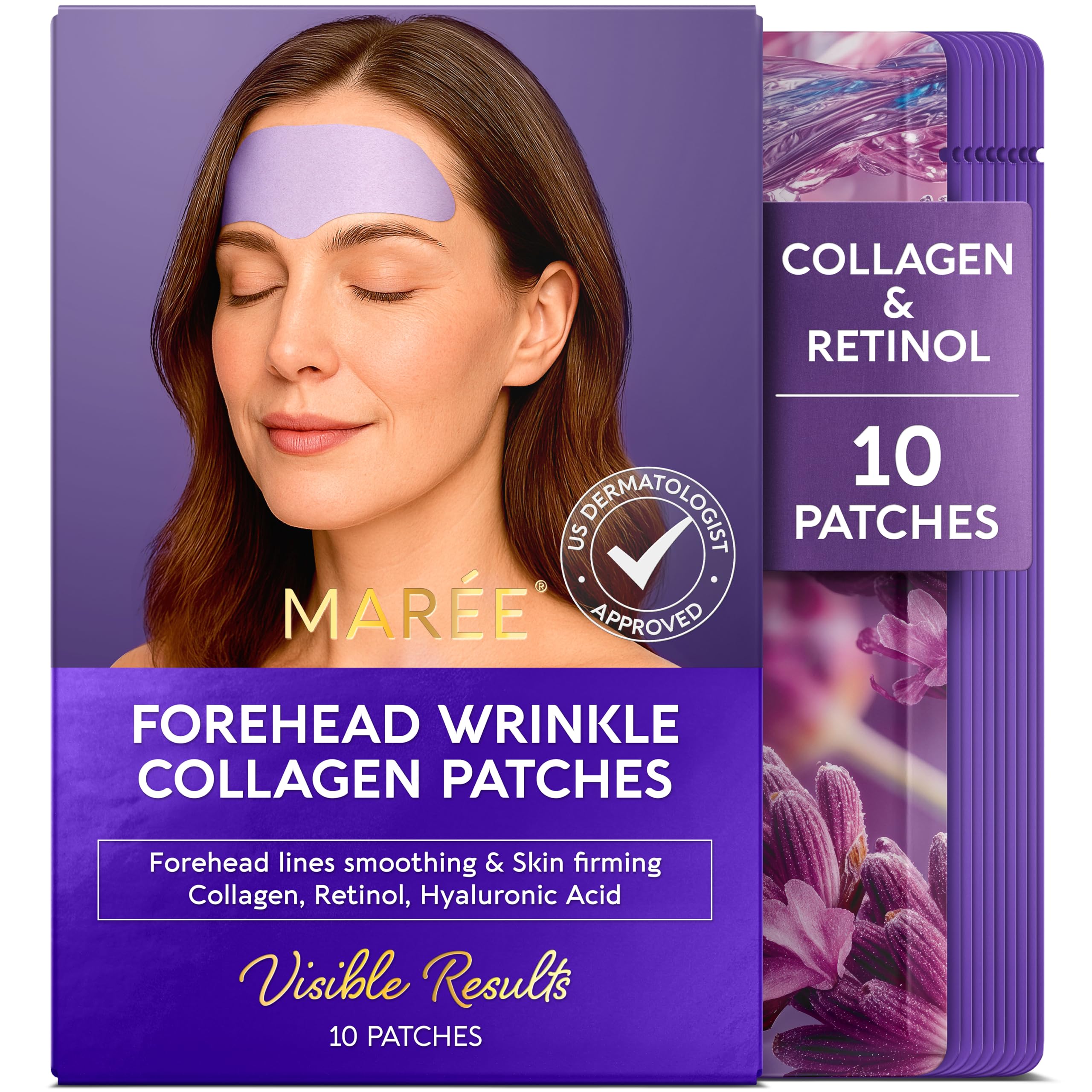 MAREE Forehead Wrinkle Patches – Collagen, Retinol & Hyaluronic Acid for 30-Minute Smoothing
