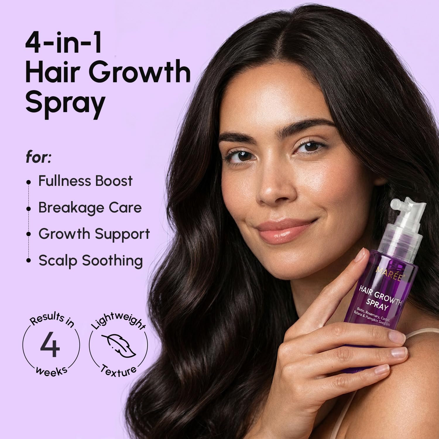 MAREE Hair Growth Spray – Caffeine, Rosemary & Castor Oil for Fuller-Looking Hair