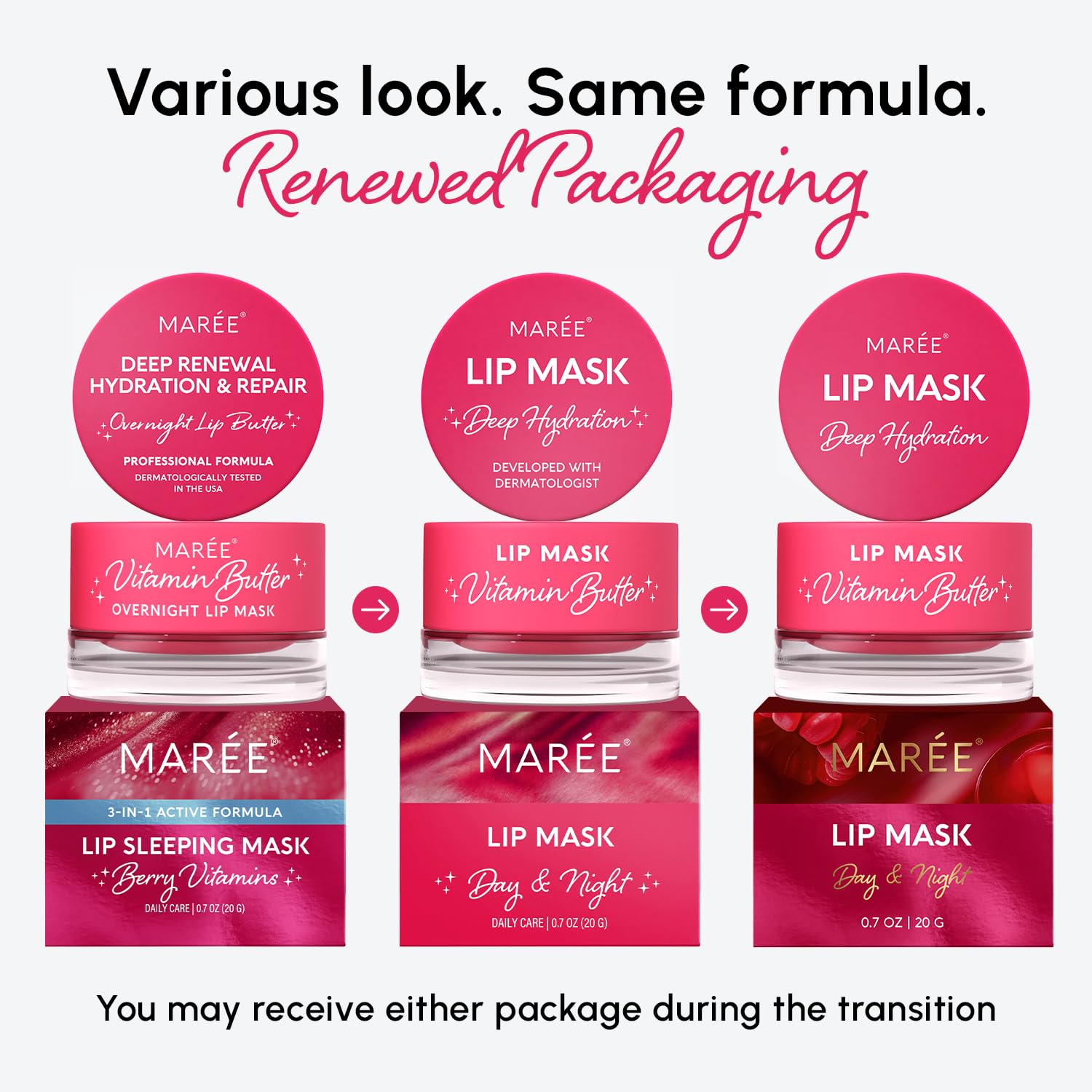 MAREE Lip Mask Overnight 2 Pack — Hydrating Lip Butter with Hyaluronic Acid & Collagen