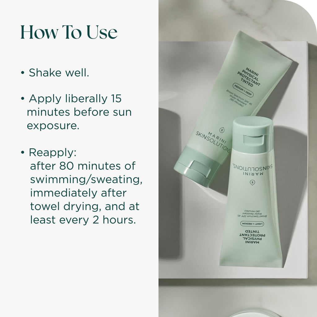 Marini SkinSolutions Physical Protectant Tinted SPF 45 Sunscreen – Light to Medium, 2 oz
