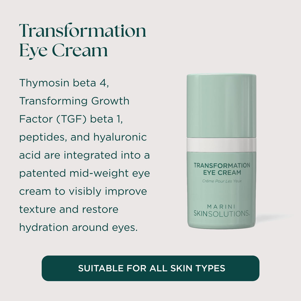 Marini SkinSolutions Transformation Eye Cream – Anti-Aging Peptides & Hyaluronic Acid (0.5 oz)
