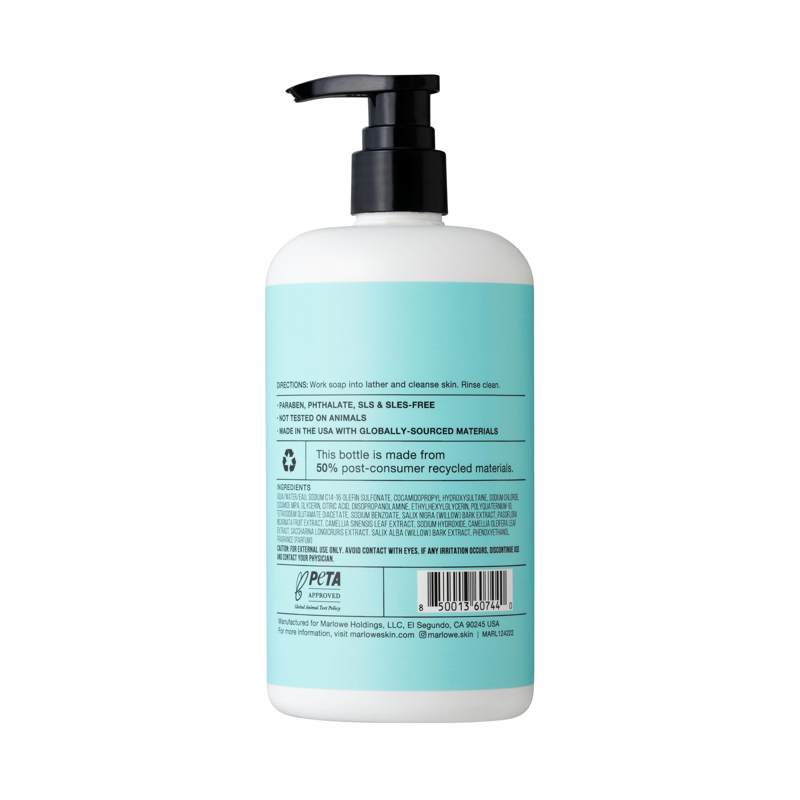 MARLOWE No. 069 Morning Wood Men's Body Wash – 15 oz | Willow Bark & Green Tea | Santal Scent