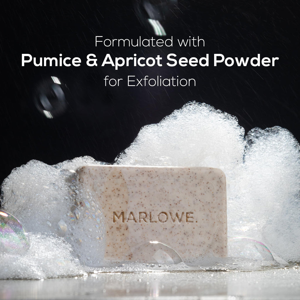 MARLOWE No. 102 Oud Wood Body Scrub Soap – Exfoliating Bar with Shea Butter & Olive Oil