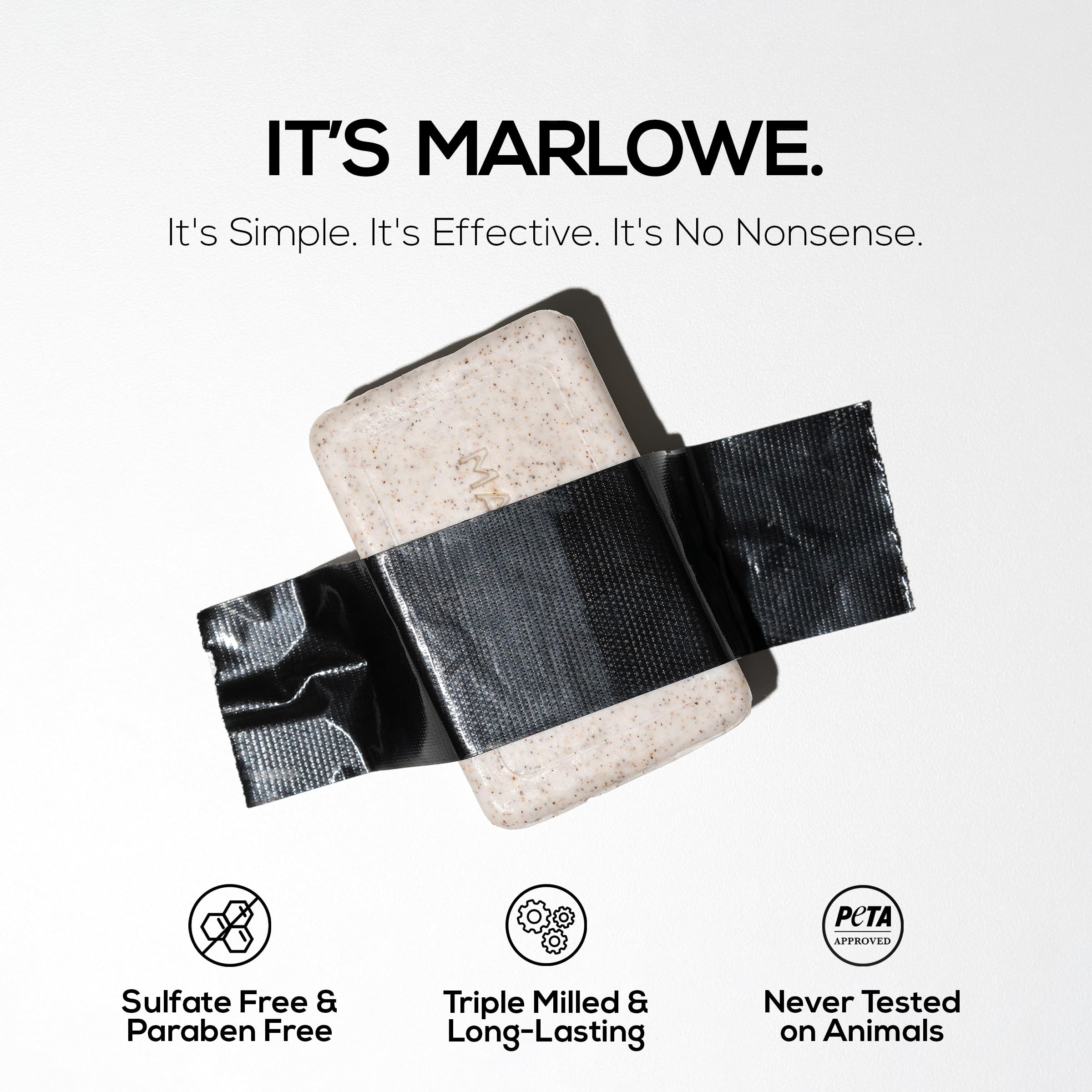 MARLOWE No. 102 Body Scrub Soap — 7 oz, Exfoliating Bar with Shea Butter, Olive Oil & Green Tea