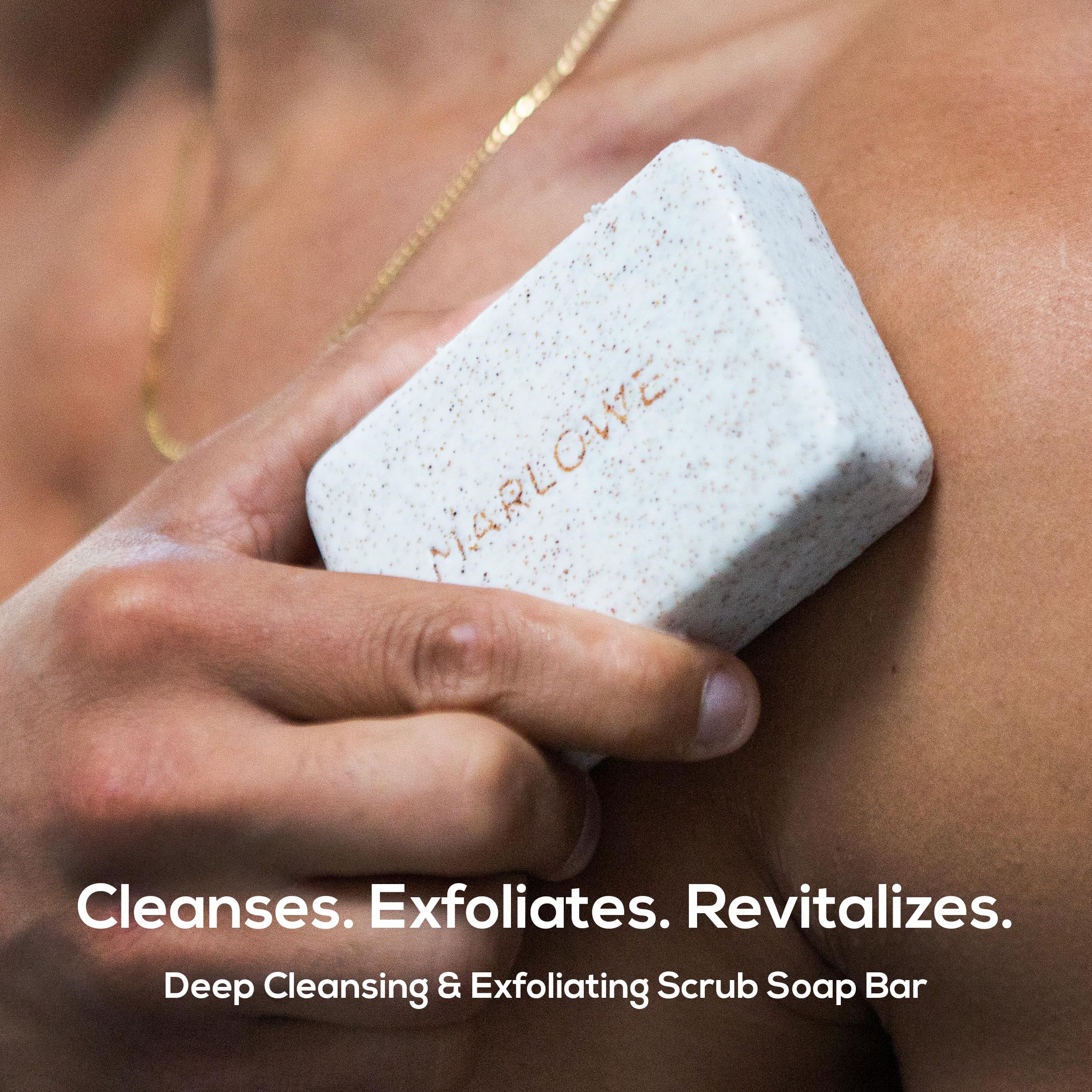 MARLOWE No. 102 Oud Wood Body Scrub Soap – Exfoliating Bar with Shea Butter & Olive Oil