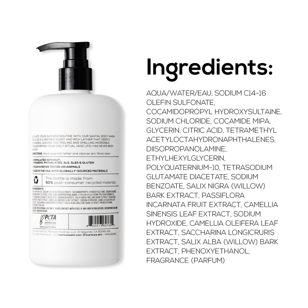 MARLOWE. No. 103 Body Wash – 15 oz Pump, Santal, Energizing & Refreshing Shower Gel