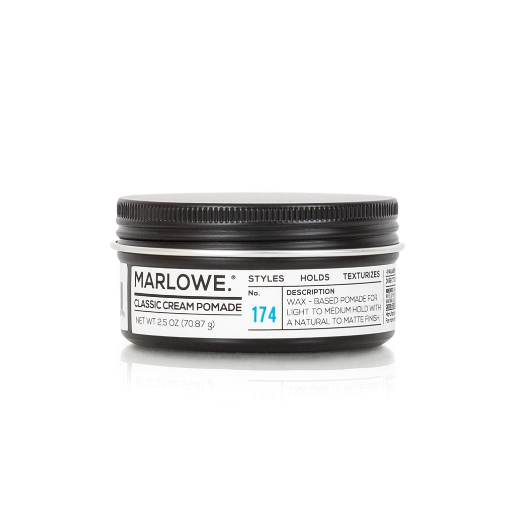 MARLOWE. No. 174 Classic Cream Pomade — 2.5 oz, Light to Medium Hold, Pine & Agarwood Scent
