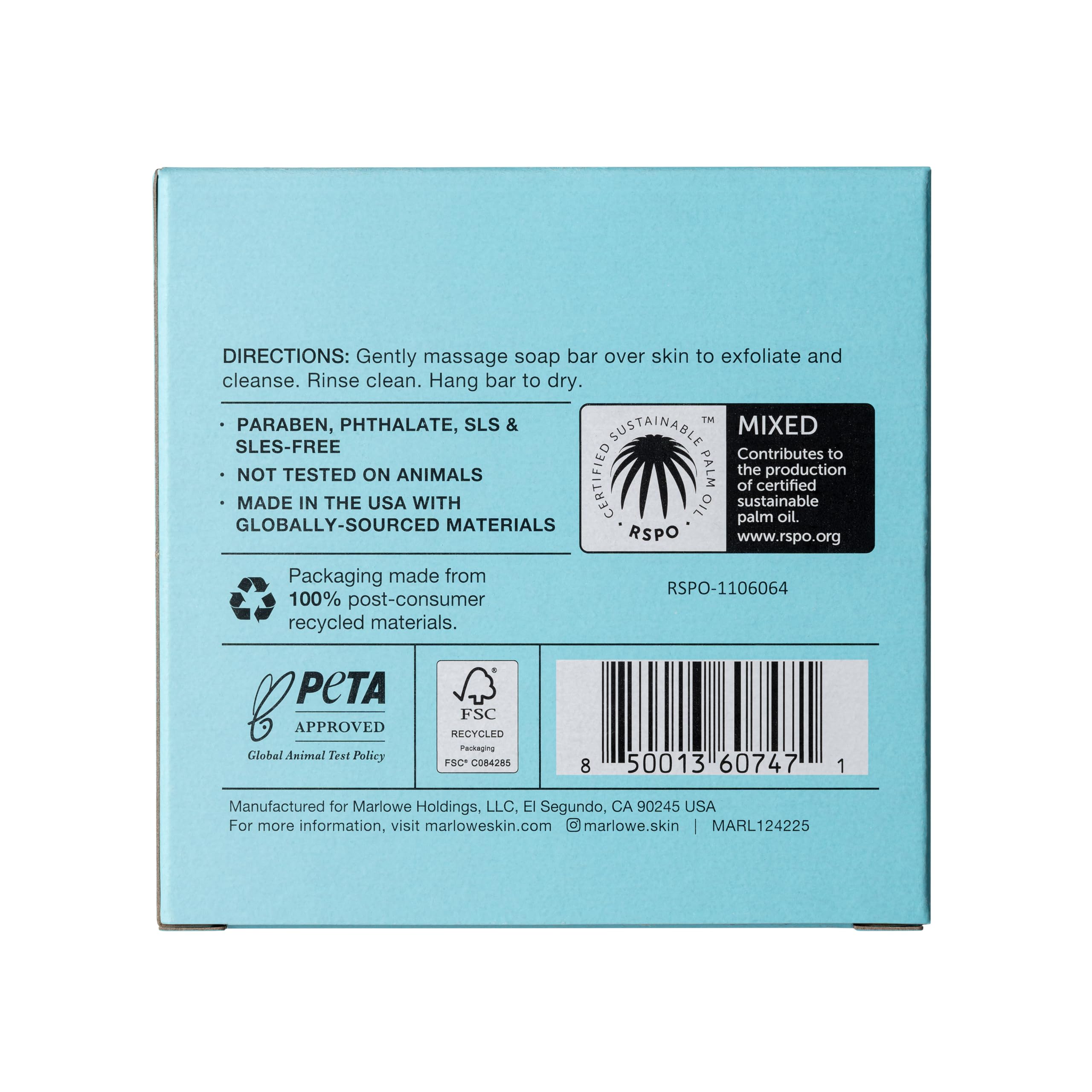 MARLOWE No. 069 Soap On A Rope – Exfoliating Scrub Bar with Pumice & Apricot Seed, Santal Scent (Pack of 2)