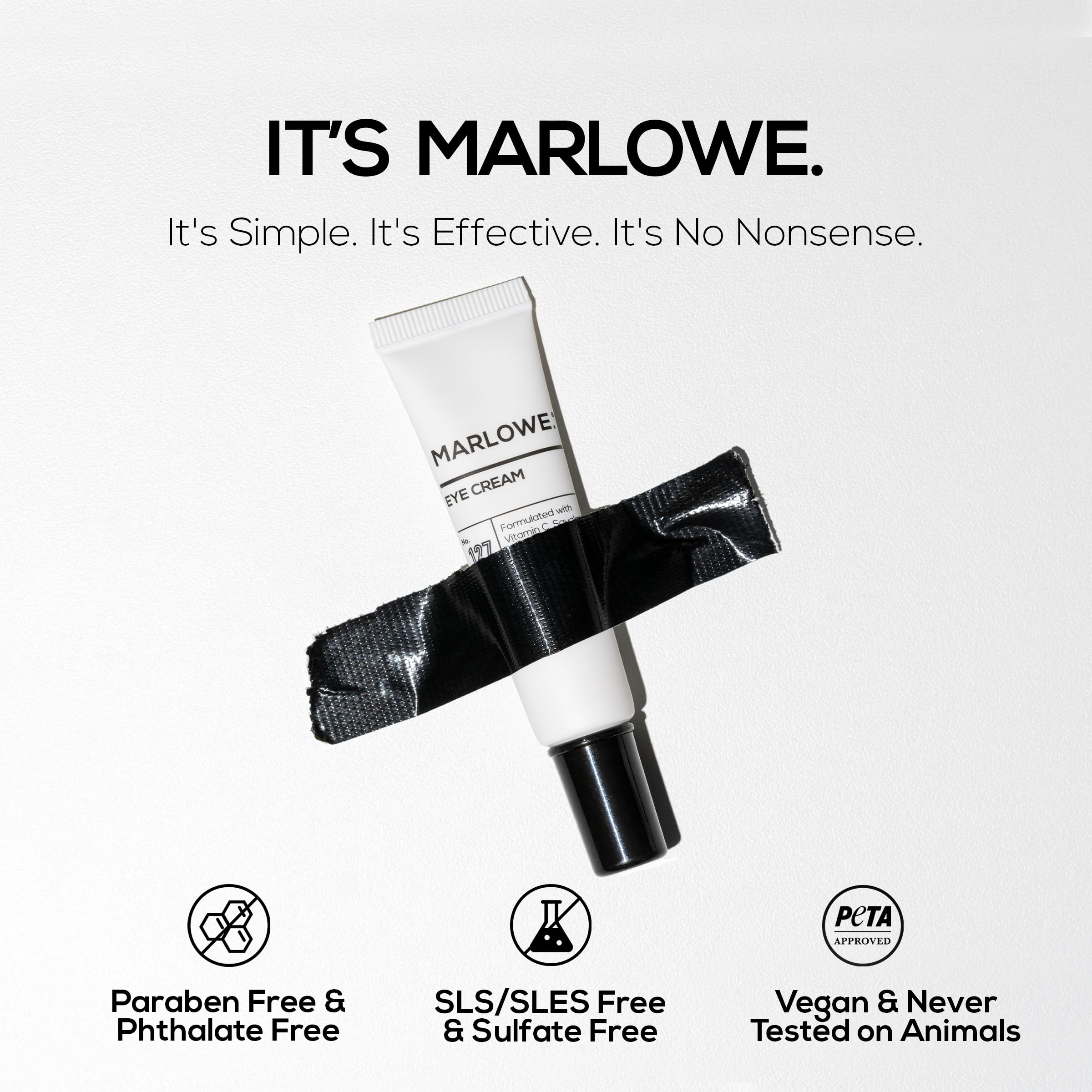 MARLOWE. No. 127 Mens Eye Cream | Vitamin C, Caffeine & Squalane for Puffiness, Wrinkles & Dark Circles