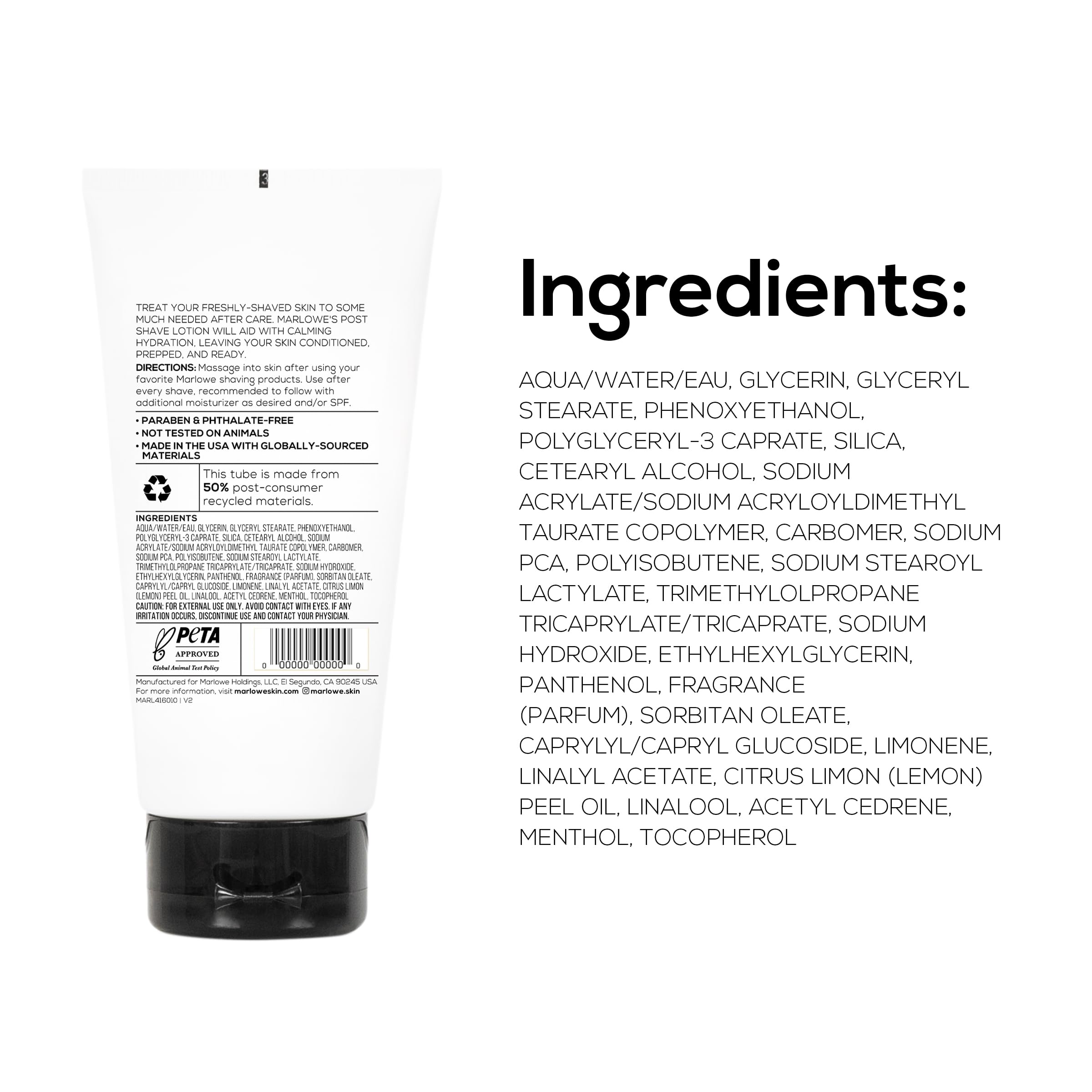 MARLOWE No. 144 Post Shave Lotion – Hydrates, Calms & Nourishes Skin, Aloe Citrus Scent (6 oz)