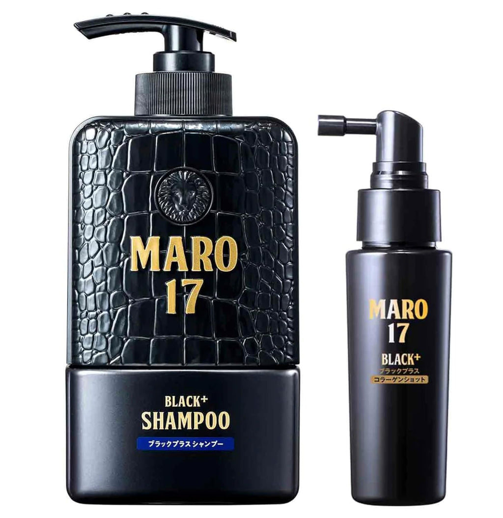 MARO17 Black+ Shampoo & Anti-Gray Collagen Shot – Reduce Gray Hair Appearance, Strengthen Keratin