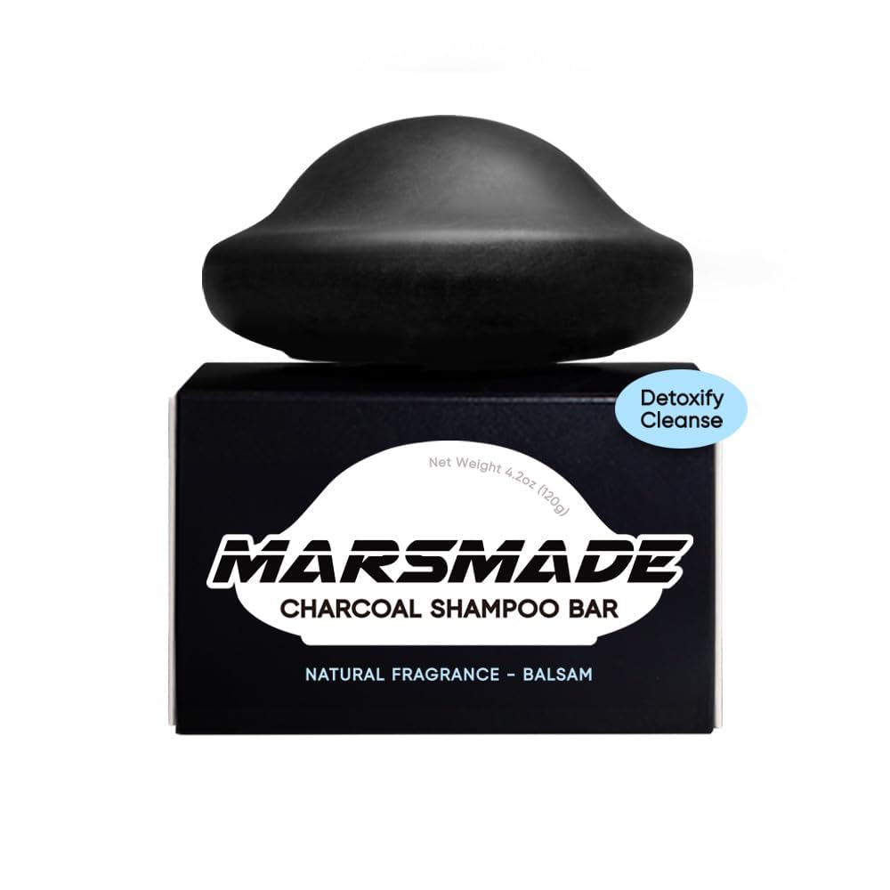 MARS MADE Charcoal Shampoo Bar 2.0 – Hydrating, Purifying Solid Shampoo (120g)