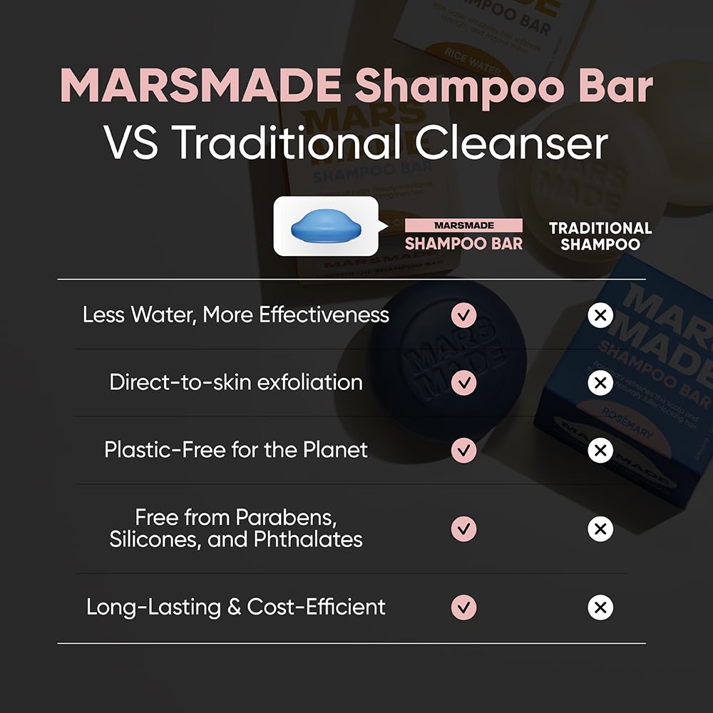 MARS MADE Rosemary Shampoo Bar 2.0 | Hydrating Natural Hair Soap for Volume & Scalp Nourishment