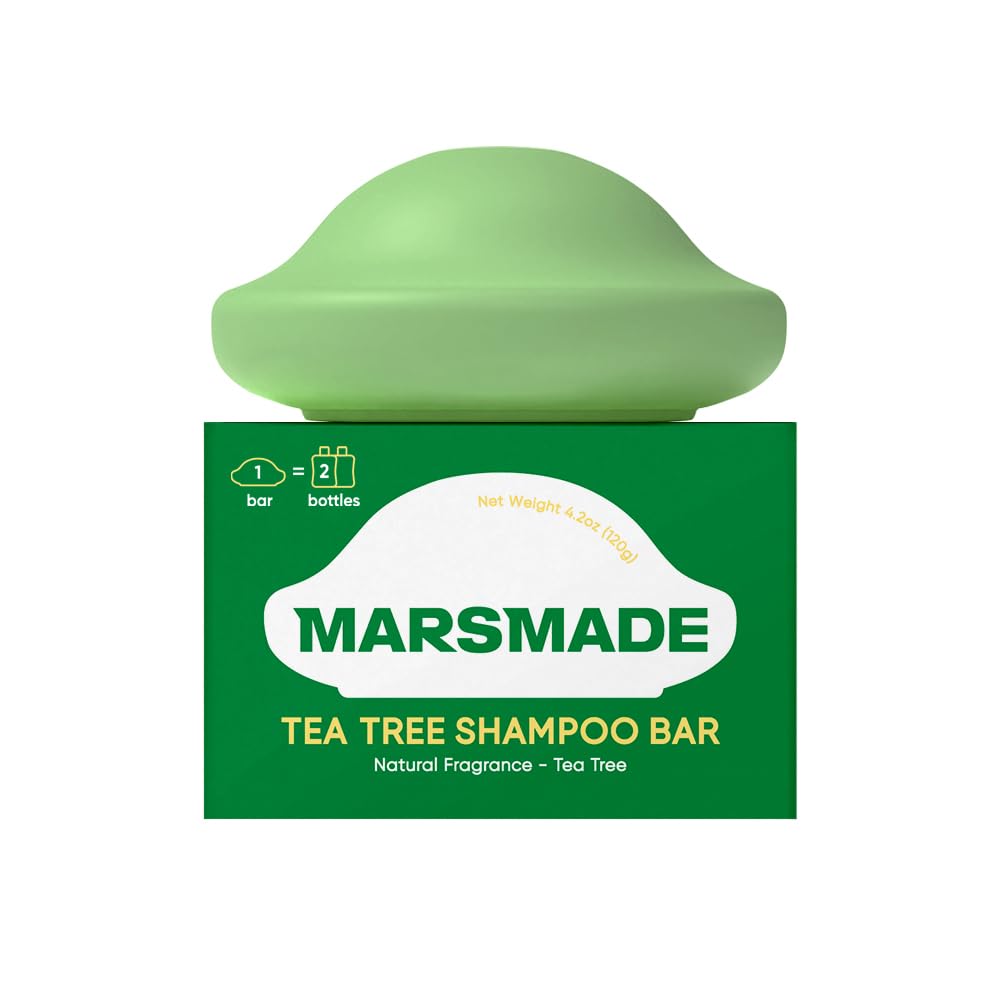 MARS MADE Tea Tree Shampoo Bar 2.0 – Hydrating & Purifying Solid Shampoo for All Hair Types (120g)