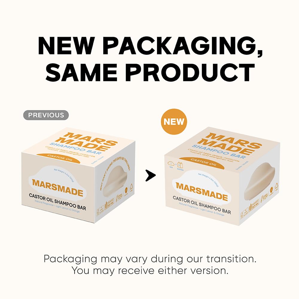 Mars Made Castor Oil Shampoo Bar – Hydrating Solid Shampoo for All Hair Types
