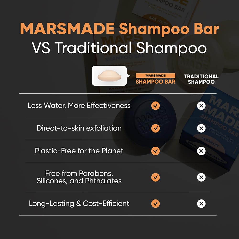 Mars Made Castor Oil Shampoo Bar – Hydrating Solid Shampoo for All Hair Types