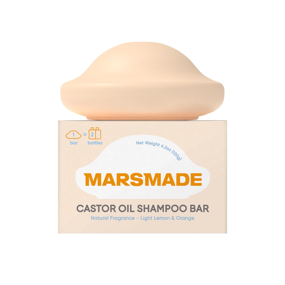 Mars Made Castor Oil Shampoo Bar – Hydrating Solid Shampoo for All Hair Types