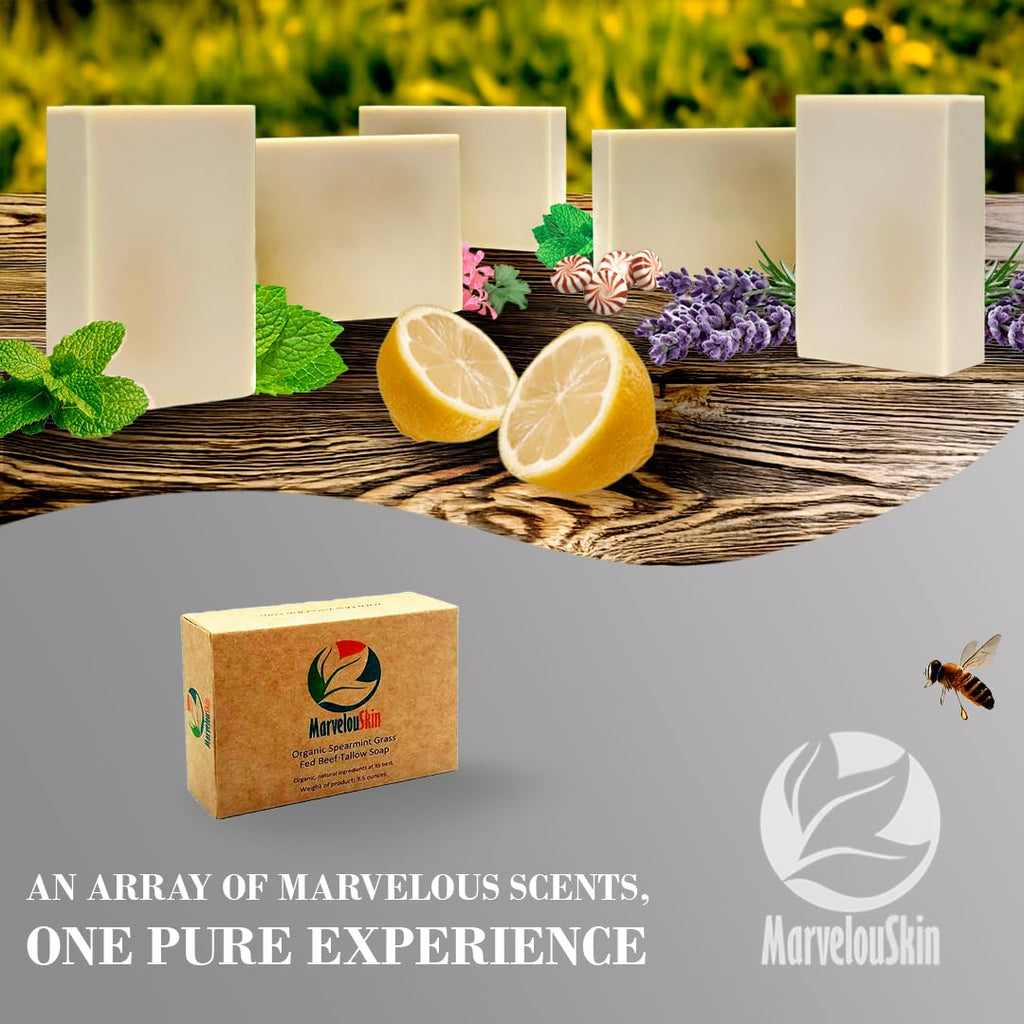 Marvelouskin Lemon Tallow Soap – Grass-Fed Handmade Citrus Bar (3 Pack)