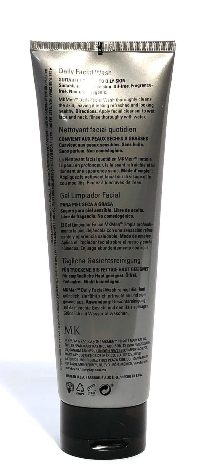 Mary Kay MK Men Daily Facial Wash Cleanser – Oil Control & Shaving Prep, 3.3 fl oz / 95 ml