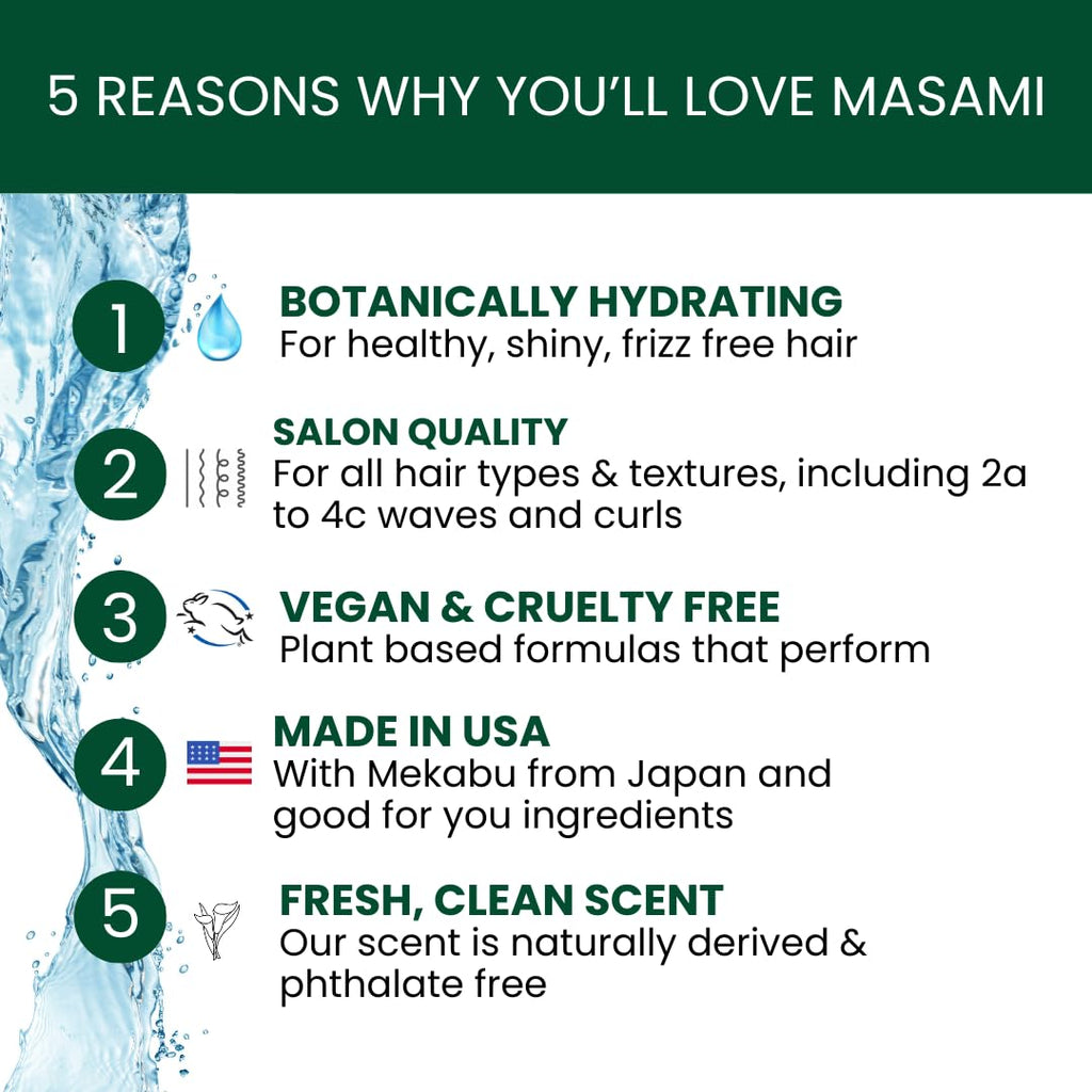 MASAMI Mekabu Hydrating Shine Serum – Travel Size, Vegan & Sulfate-Free