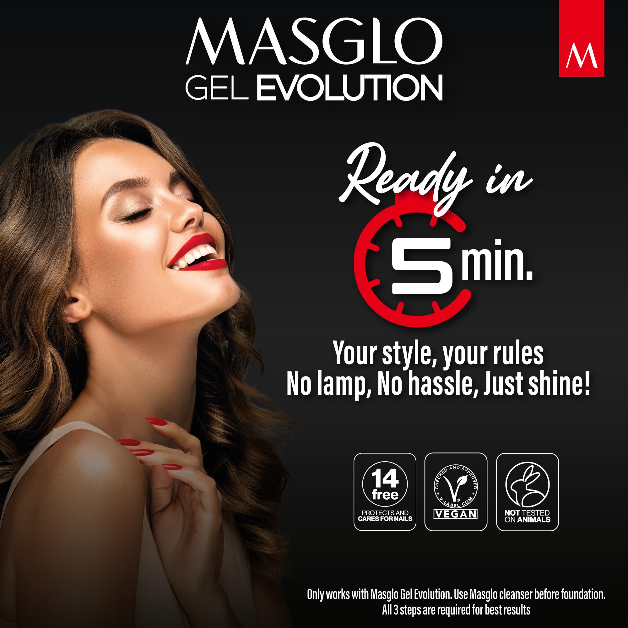 MASGLO Gel Evolution – Set of 3 Nail Polishes (No Lamp Needed) | Fast-Drying, 12-Day Wear, 13-Free, Vegan