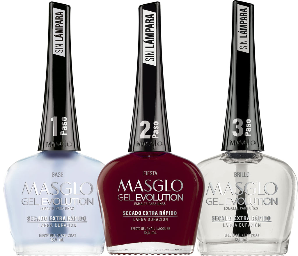 MASGLO Gel Evolution Set – 3 Nail Polishes, No Lamp, 12-Day Wear, 14-Free Vegan