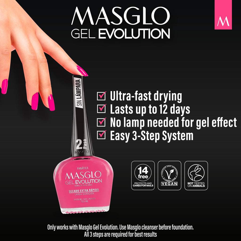 MASGLO Gel Evolution – Set of 3 Nail Polishes (No Lamp Needed) | Fast-Drying, 12-Day Wear, 13-Free, Vegan