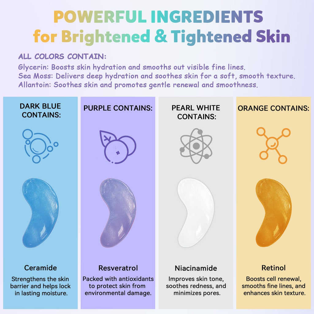 Maskiss Under Eye Patches Variety Pack (24 Pairs) — 8-Color Set, Vegan Skincare Gift for Women