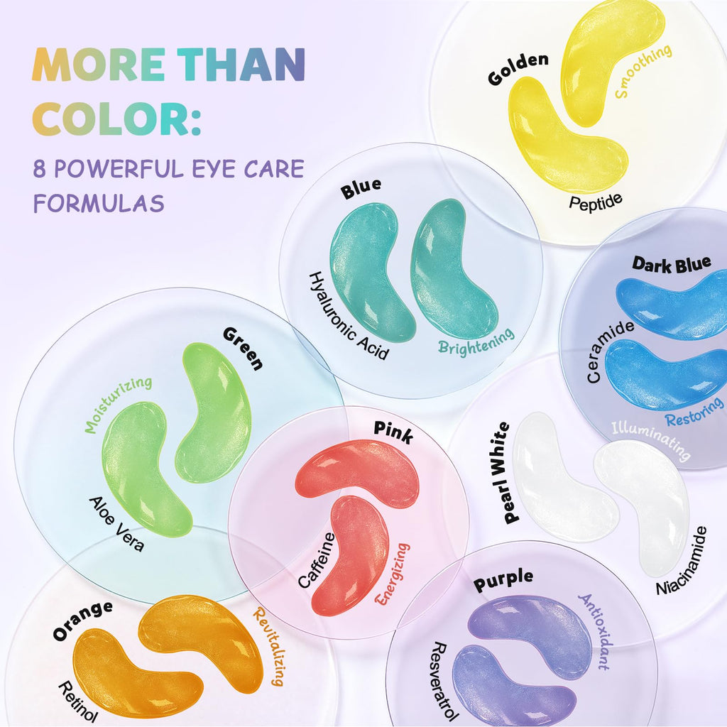 Maskiss Under Eye Patches Variety Pack (24 Pairs) — 8-Color Set, Vegan Skincare Gift for Women