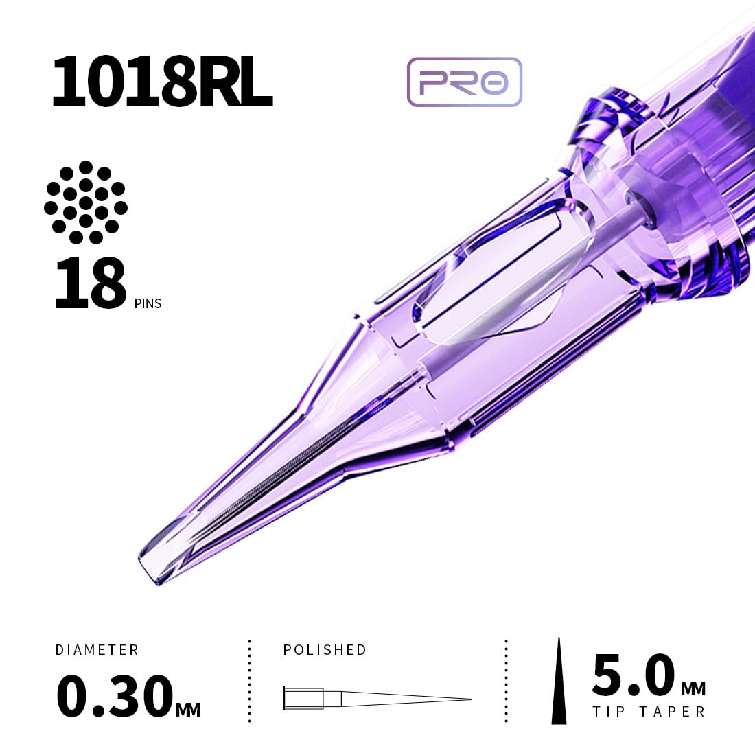 Mast Pro Tattoo Cartridges 20Pcs Round Liner 1018RL – Clear Body, High-Density