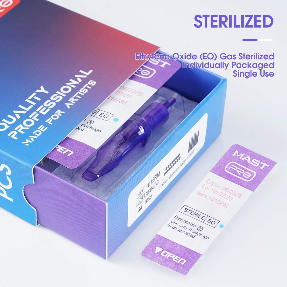 MAST TATTOO Mast Pro Cartridges 1015M – 20Pcs Disposable Bugpin Magnum Needles (Liner & Shader)