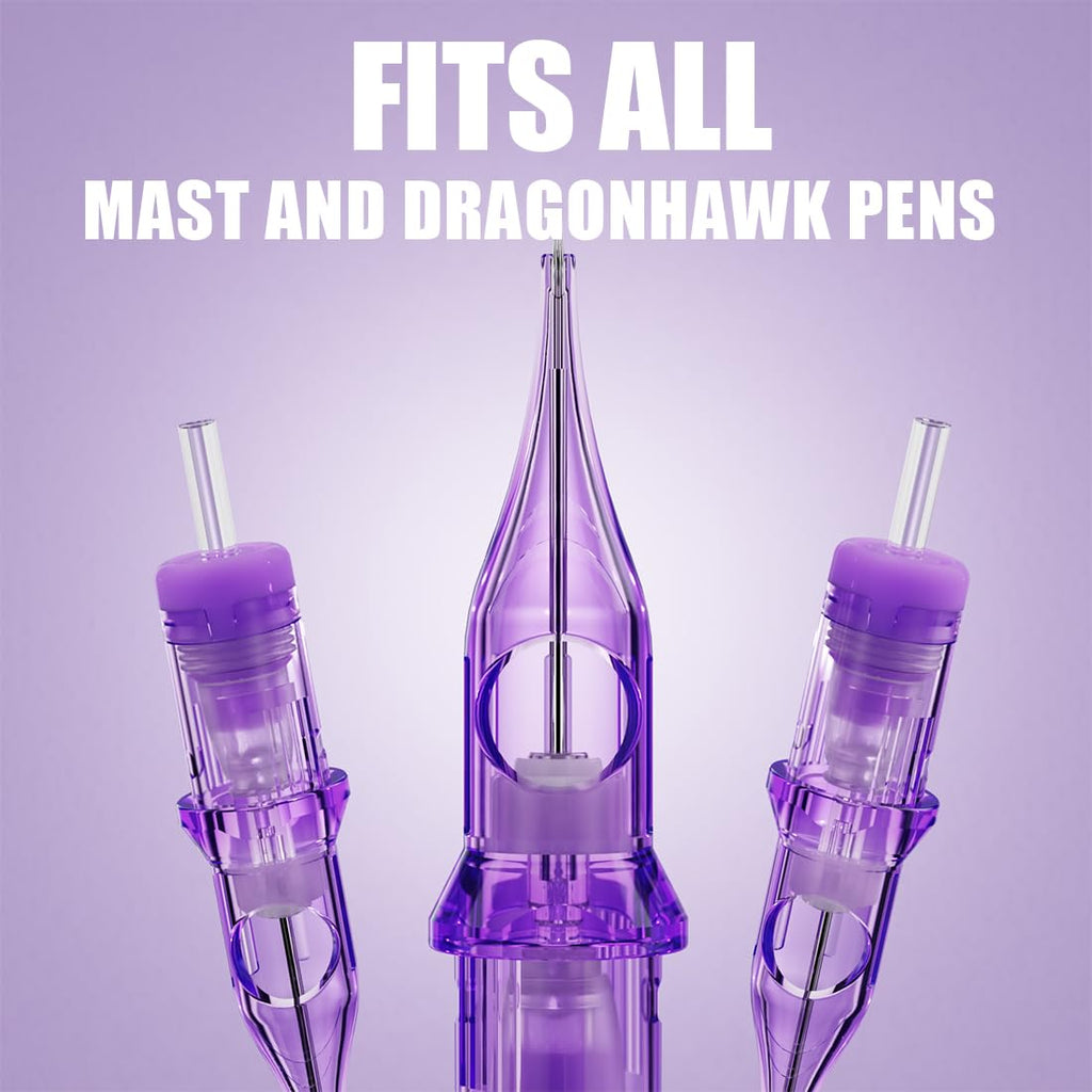 Mast Pro2 Tattoo Cartridges – 50-Count Box, Mixed Sizes (1RL, 3RL, 5RL, 5RM, 7RM) with Membrane