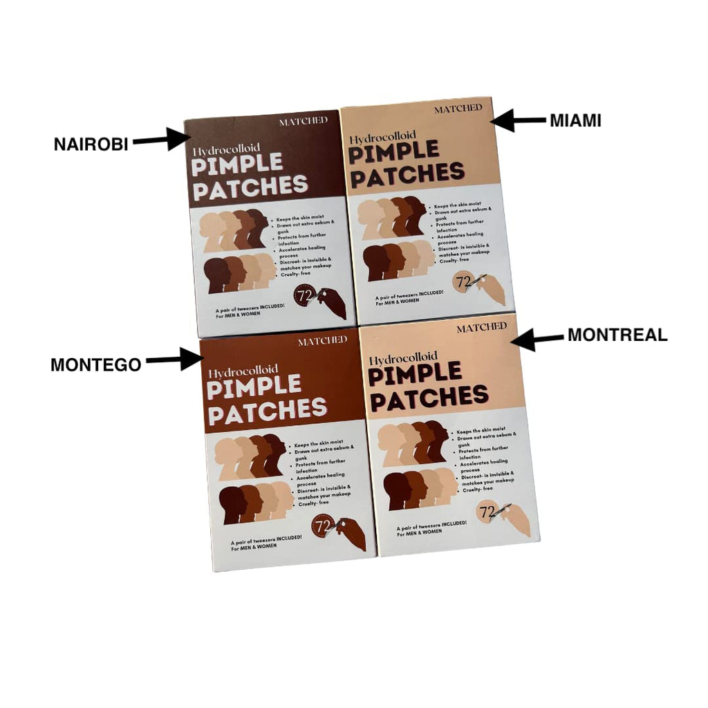 MATCHED Hydrocolloid Pimple Patches - Truly Invisible, 3 Sizes, 72-Count (MIAMI)