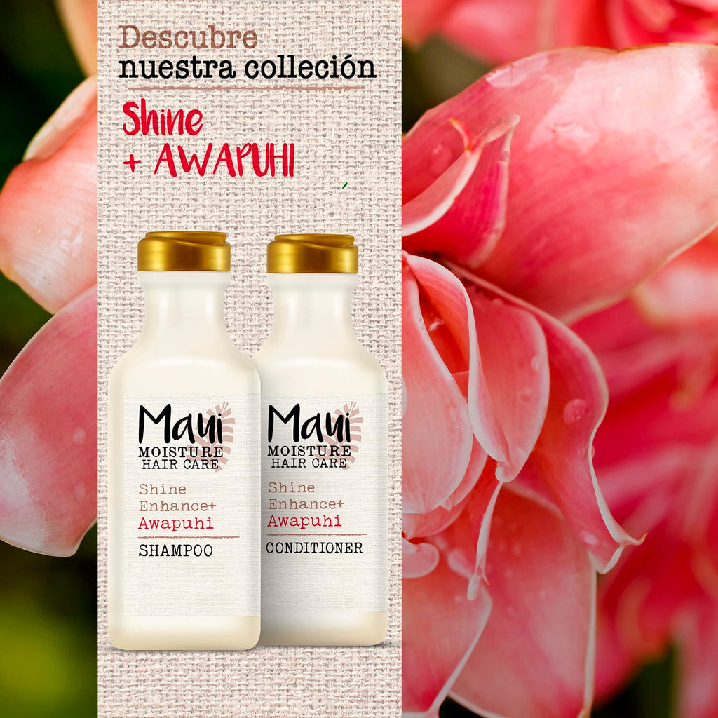 Maui Moisture Shine + Awapuhi Moisturizing Vegan Conditioner – Silicone & Sulfate Free, Aloe Base, Coconut Water, 13 oz