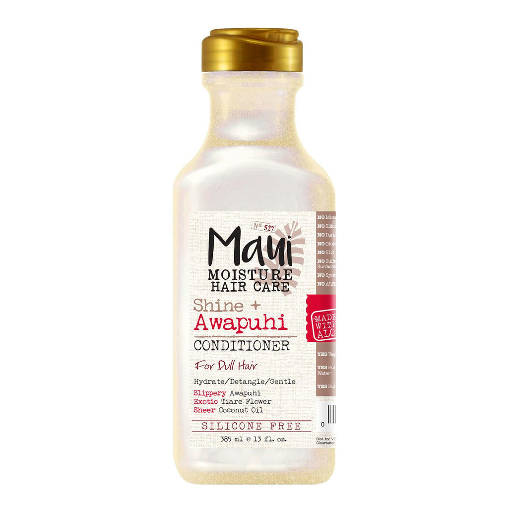 Maui Moisture Shine + Awapuhi Moisturizing Vegan Conditioner – Silicone & Sulfate Free, Aloe Base, Coconut Water, 13 oz