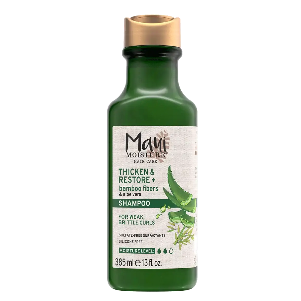 Maui Moisture Thicken & Restore + Bamboo Fiber Shampoo Strengthening Care for Weak, Brittle Hair 385 ml/13.1 oz