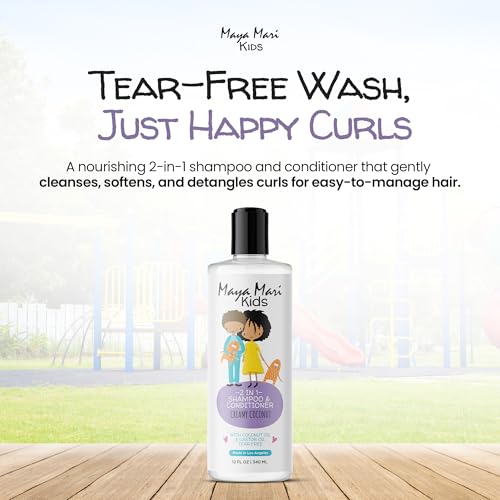 MAYA MARI 2-in-1 Kids Shampoo and Conditioner – Tear-Free, Coconut & Lime, Made in USA (12 oz)