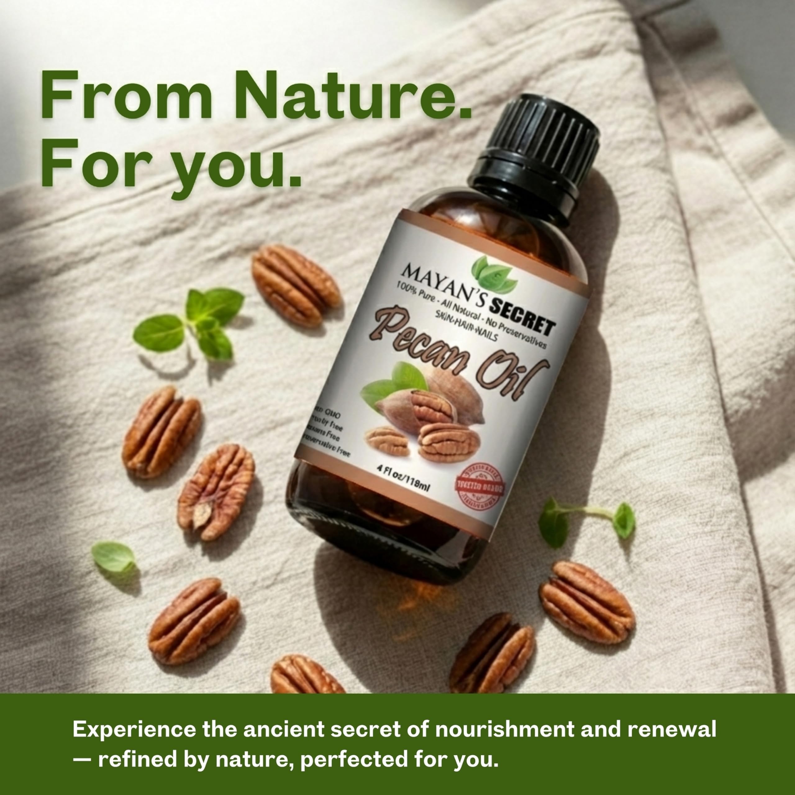 Mayan's Secret Pecan Oil – Lightweight Facial Oil for Hydration, Gua Sha & Dermaplaning (4 oz)