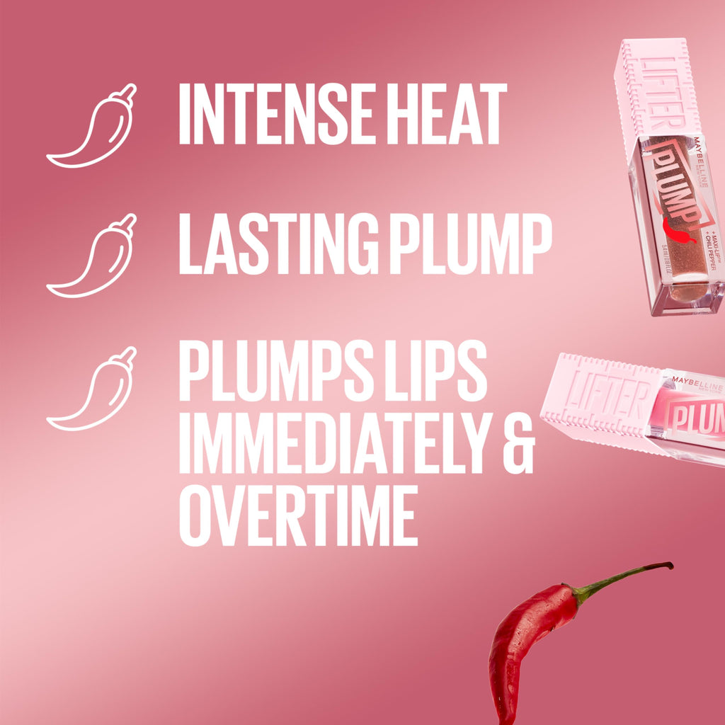 Maybelline Lifter Gloss Plump: Maxi-Lip + Chili Pepper, Sheer Mauve