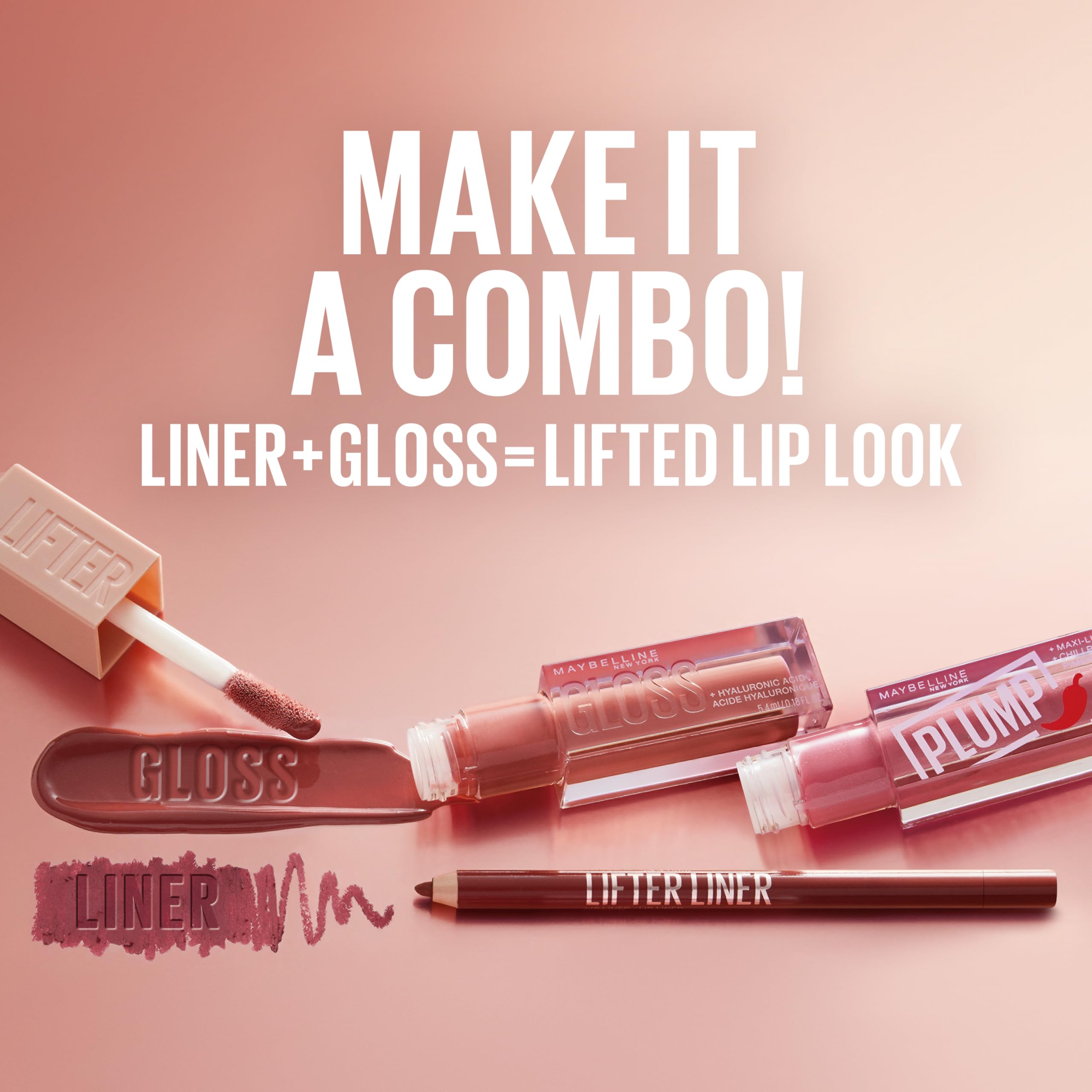 Maybelline Lifter Gloss with Hyaluronic Acid — Hydrating Lip Gloss, High Shine, Heat Raspberry, 0.18 oz (Pack of 2)