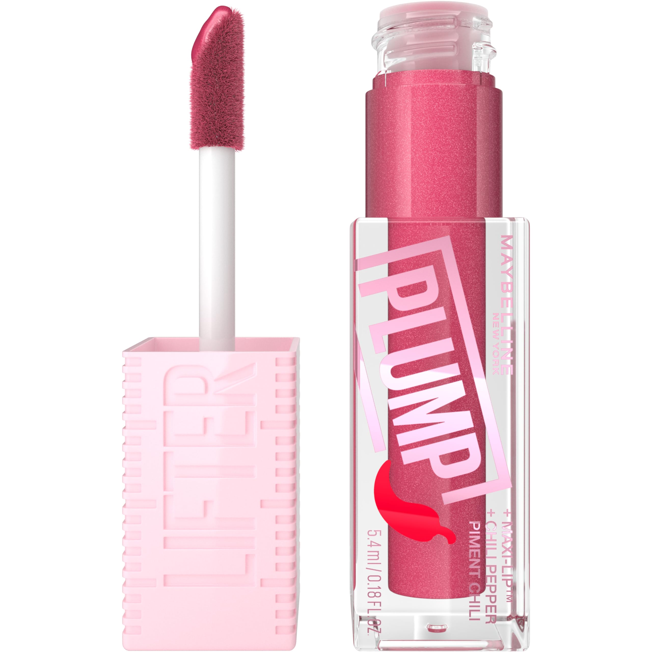 Maybelline Lifter Gloss Plump: Maxi-Lip + Chili Pepper, Sheer Mauve