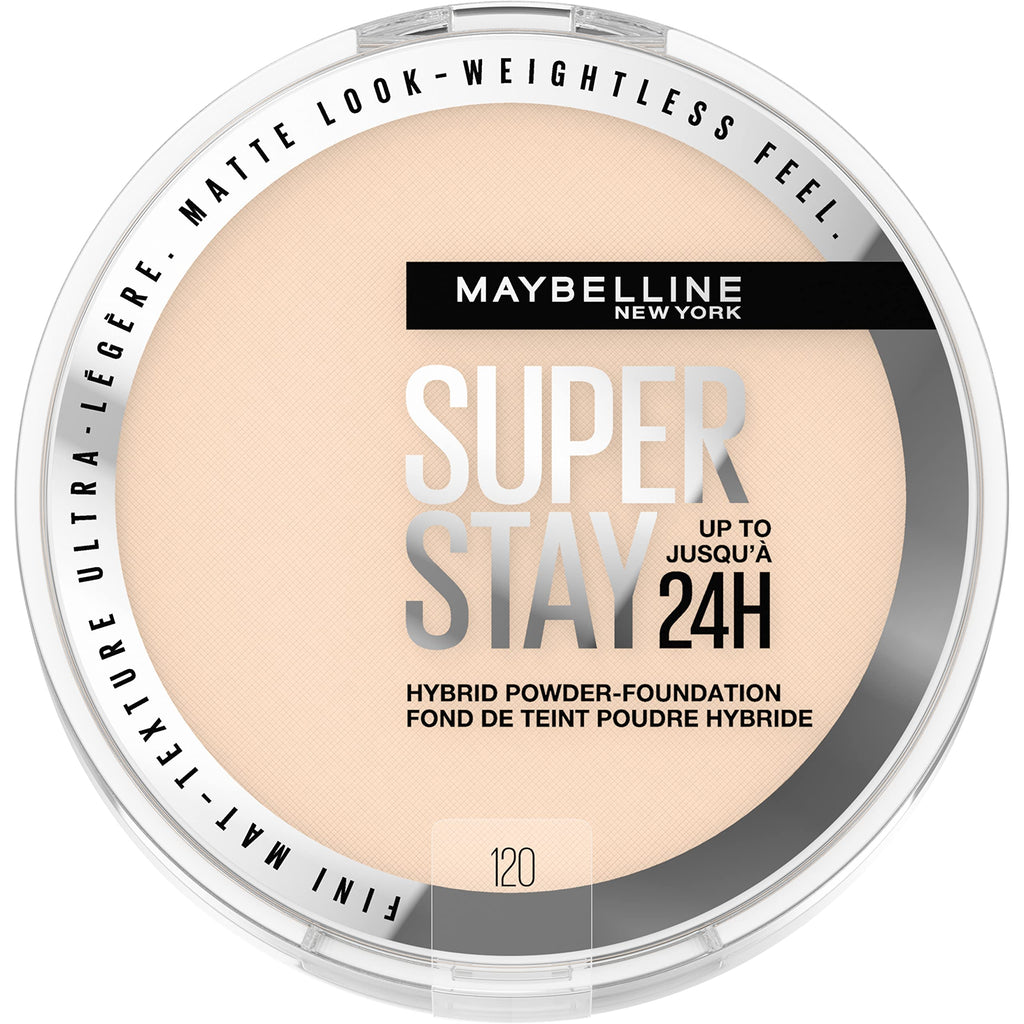 Maybelline Super Stay Hybrid Powder Foundation – 24HR Matte Coverage, Shade 120 (1 Count)